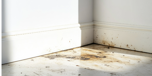 dirt streaks baseboard corner